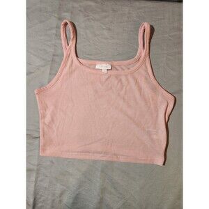 Colsie Women’s Ribbed Knit Cropped Tank in Pink Size Medium